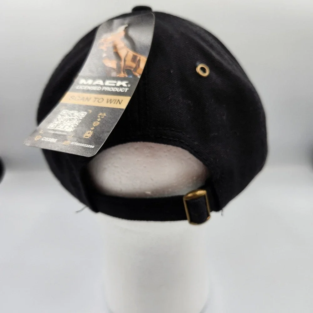 Mack Hat Black Adjustable Strapback Cap Trucks Embroidered Bulldog Logo NWT - Picture 4 of 9